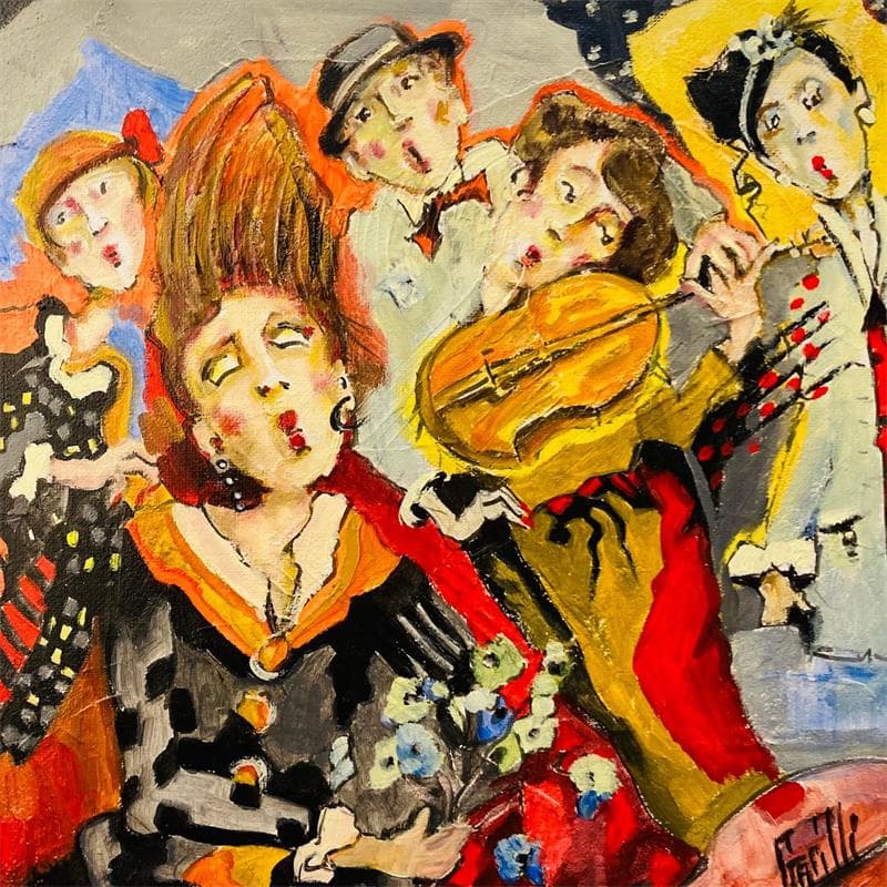 Gemälde Le jazz, ça décoiffe! von Garilli Nicole | Gemälde