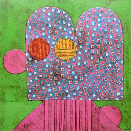Peinture Pink nose 2 par Ortiz Gustavo | Tableau Art Singulier Carton, Collage Portraits