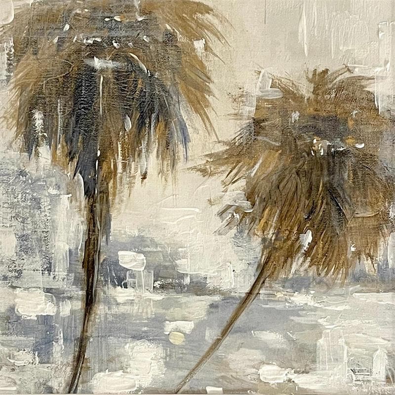 Gemälde Golden palms 2 von Solveiga | Gemälde Figurativ Acryl, Öl Landschaften, Natur, Pop-Ikonen