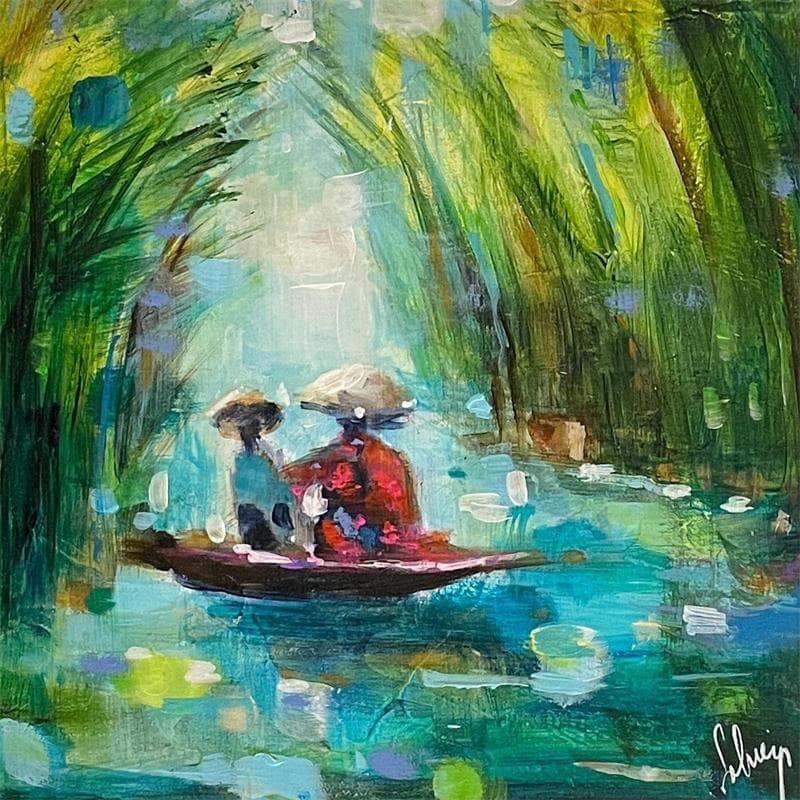 Painting Floating market 3 by Solveiga | Painting Acrylic
