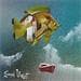 Painting Le promeneur du ciel by Valot Lionel | Painting Surrealist Acrylic Life style