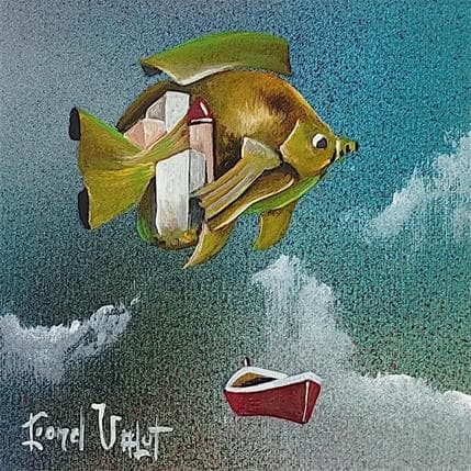 Painting Le promeneur du ciel by Valot Lionel | Painting Surrealism Acrylic, Oil Life style