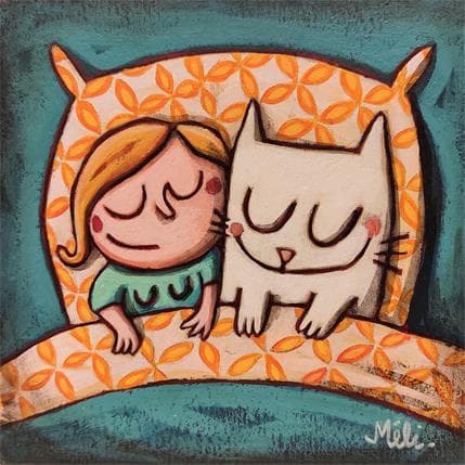 Peinture Cat therapy par Catoni Melina | Tableau Illustration Mixte animaux