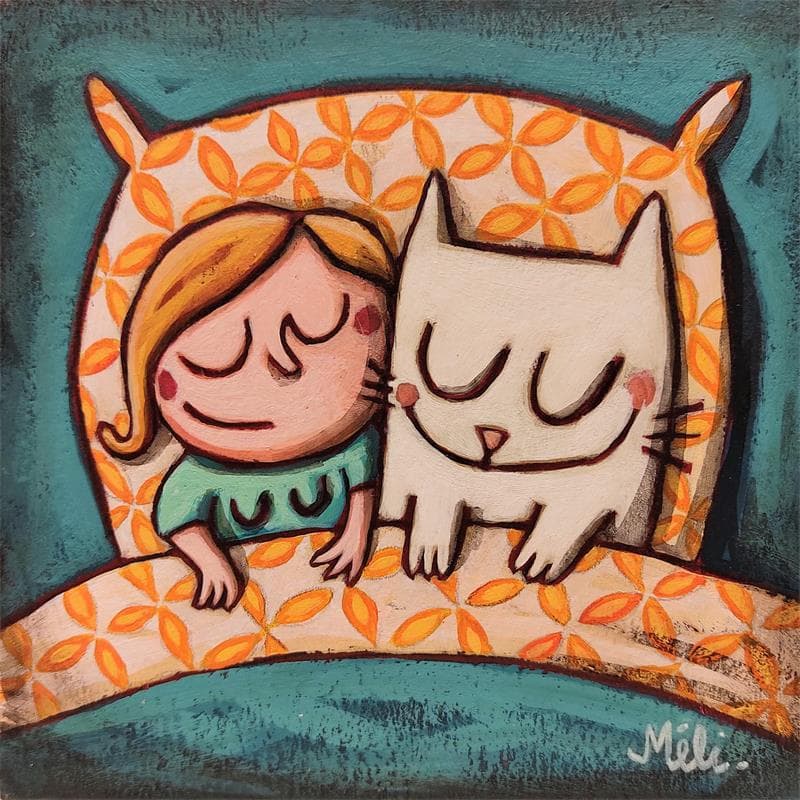 Painting Cat therapy by Catoni Melina | Painting Illustrative Mixed Animals