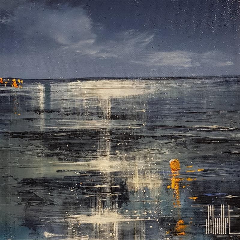 Peinture Clair de lune à marée basse par Guillet Jerome | Tableau