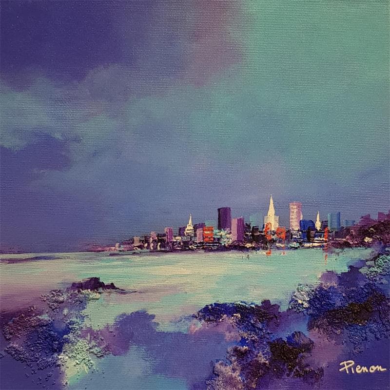 Painting Skyline by Pienon Cyril | Painting Figurative Acrylic Landscapes, Marine, Pop icons