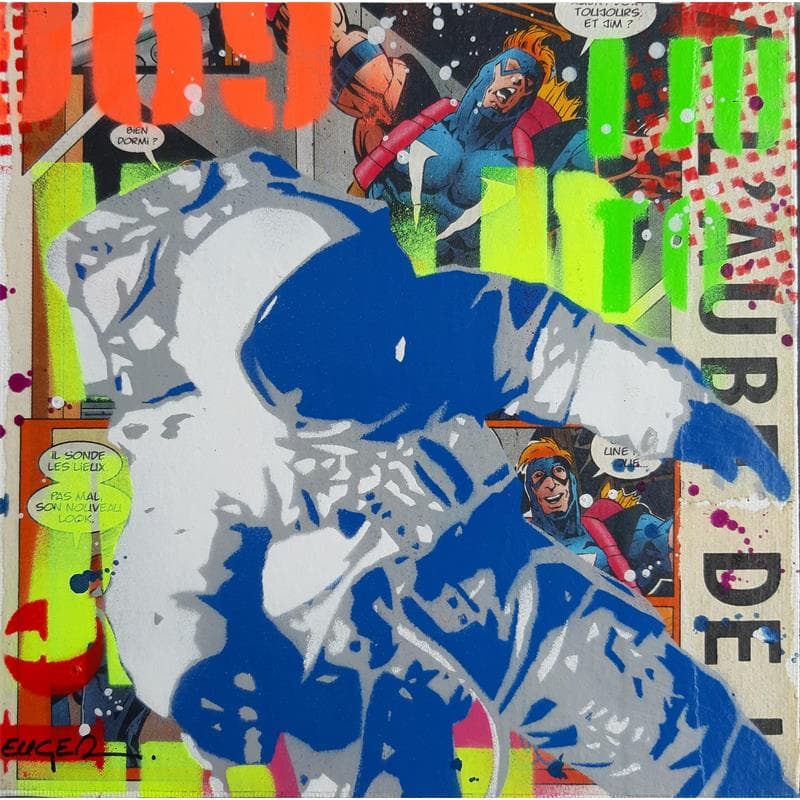 Painting Space man by Euger Philippe | Painting Pop-art Acrylic, Gluing, Graffiti Pop icons, Portrait