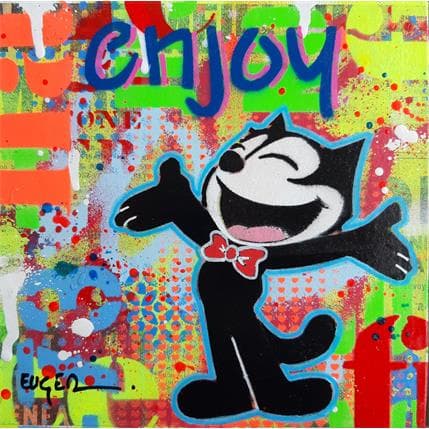 Painting Enjoy Felix by Euger Philippe | Painting Pop art Acrylic, Gluing, Graffiti Pop icons, Portrait