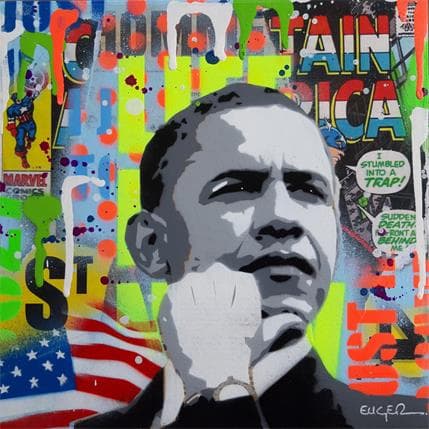 Painting Président of the USA by Euger Philippe | Painting Pop art Mixed Pop icons, Portrait