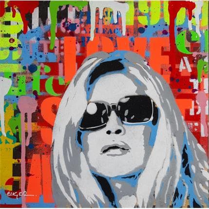 Gemälde BB von Euger Philippe | Gemälde Pop-Art Acryl, Collage, Graffiti Pop-Ikonen, Porträt