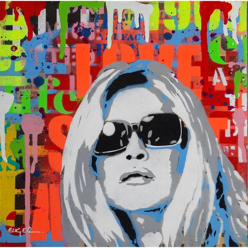 Painting BB by Euger Philippe | Painting Pop-art Acrylic, Gluing, Graffiti Pop icons, Portrait
