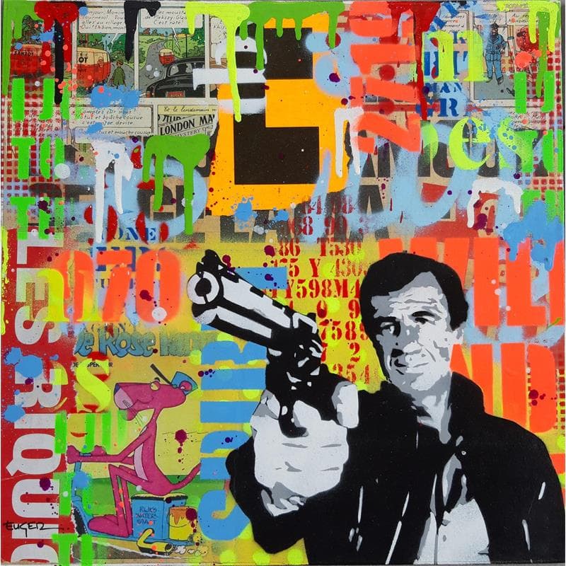 Painting Le professionnel by Euger Philippe | Painting Pop-art Portrait Pop icons Graffiti Acrylic Gluing