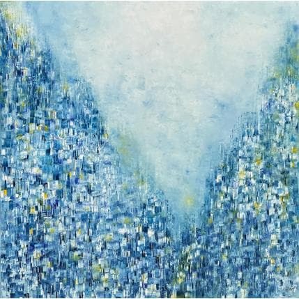 Painting Ville bleue by Levesque Emmanuelle | Painting Abstract Oil Urban