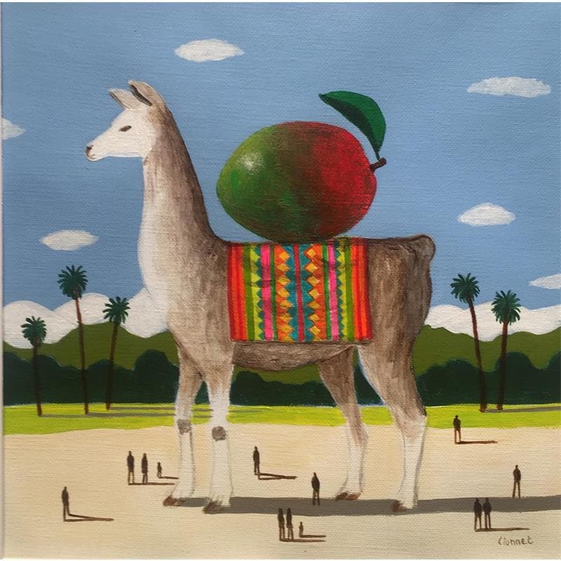 Painting Lama by Lionnet Pascal | Painting Surrealist Acrylic Animals