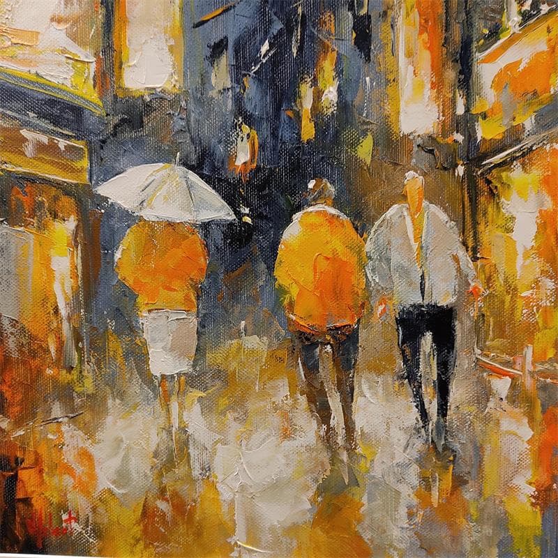 Painting By night by Hébert Franck | Painting Figurative Oil Landscapes, Life style, Urban