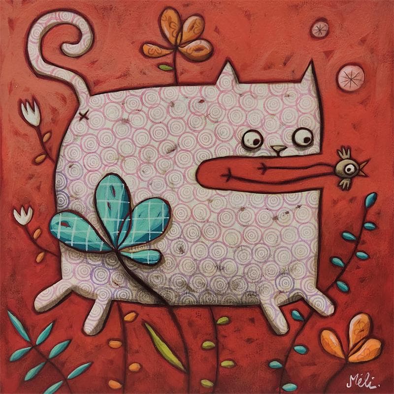 Painting Free cat by Catoni Melina | Painting Naive art Acrylic Animals
