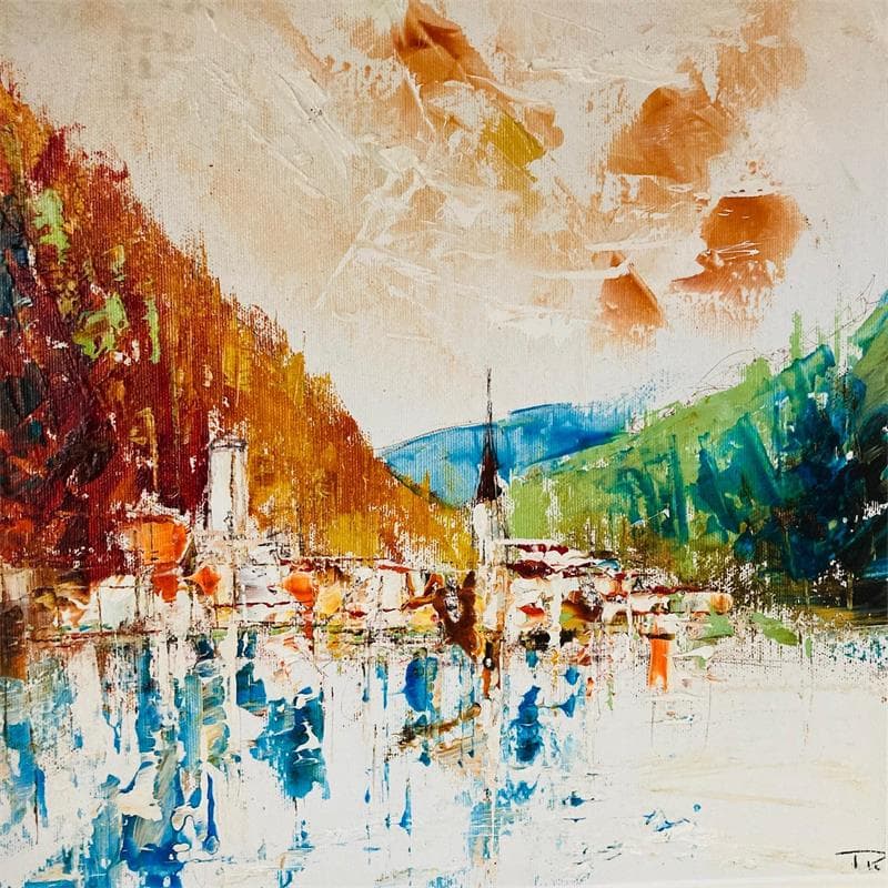 Painting Hallstatt View 2 by Reymond Pierre | Painting Figurative Oil Landscapes