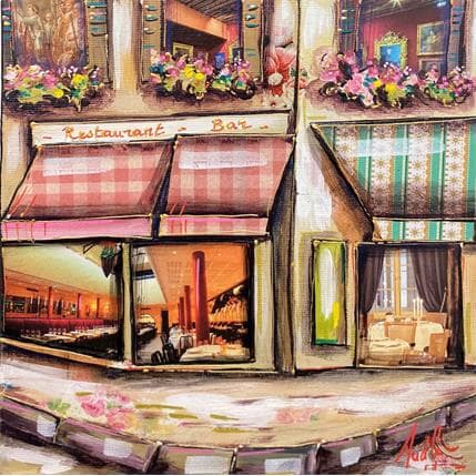 Painting Restaurant bar by Aud C | Painting Figurative Mixed Life style, Urban
