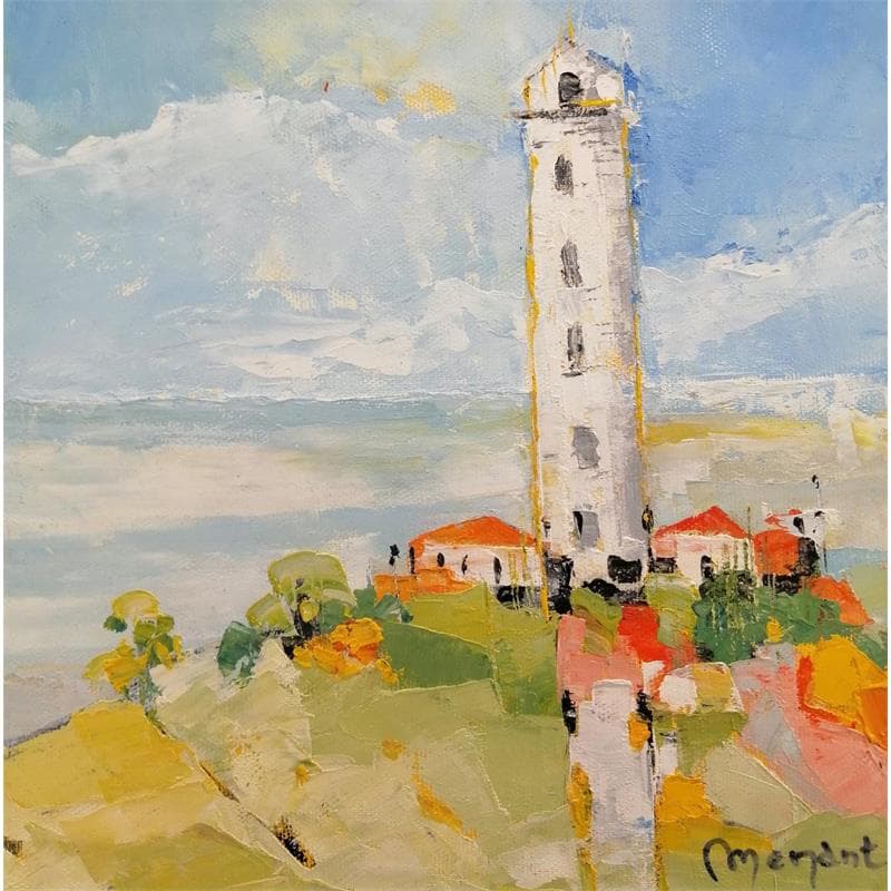 Gemälde Le phare au bout de la pointe verte von Menant Alain | Gemälde Acryl