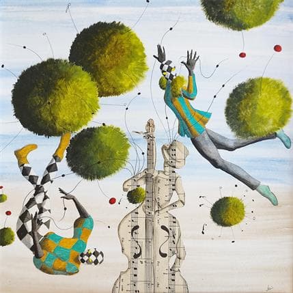 Painting Jazz dance dans l'air by Nai | Painting Surrealist Mixed Life style