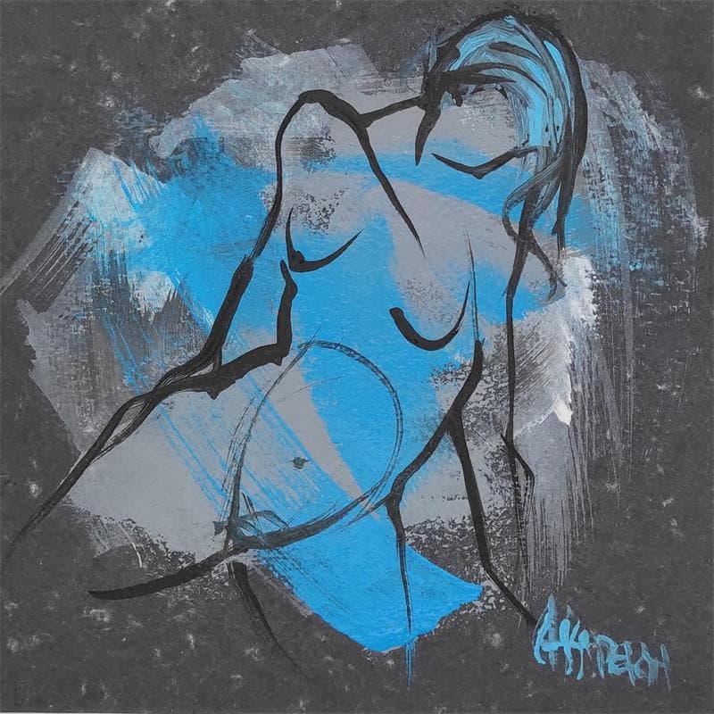 Painting Mouchetée 2 by Chaperon Martine | Painting Figurative Nude Acrylic