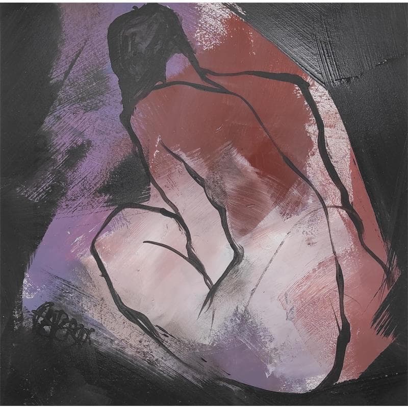Painting Tendre violet 1 by Chaperon Martine | Painting Figurative Acrylic Nude
