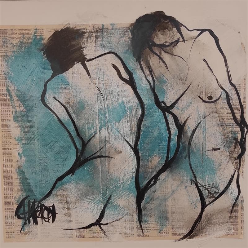 Painting Quotidien 1 by Chaperon Martine | Painting Figurative Acrylic Nude