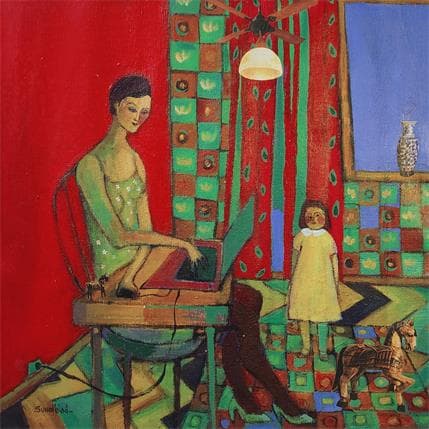 Painting Wonder woman by Sundblad Silvina | Painting Figurative Oil Life style