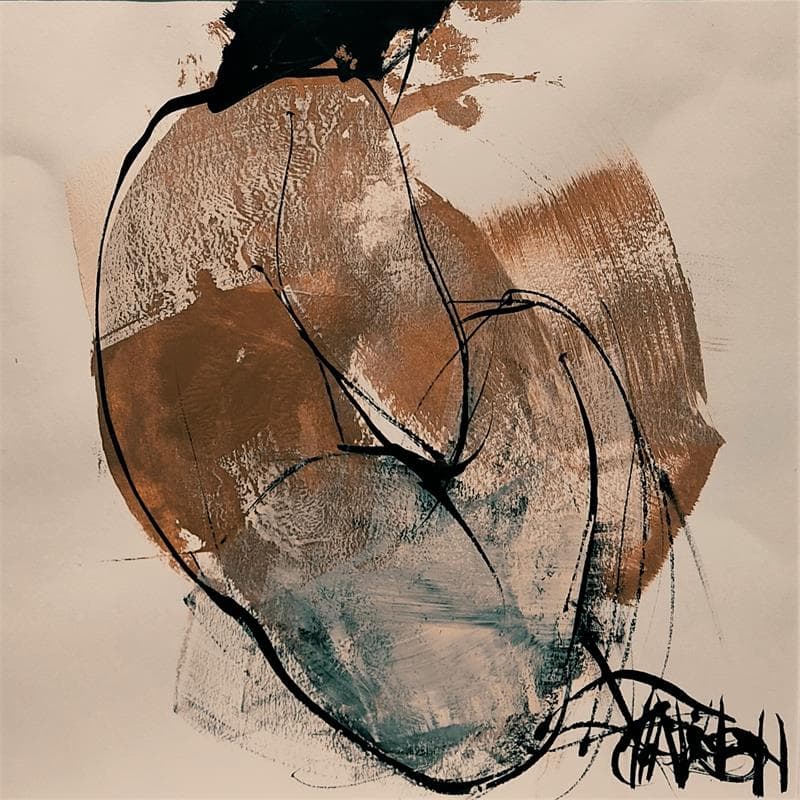 Painting BRONZE N°2 by Chaperon Martine | Painting Figurative Mixed Nude