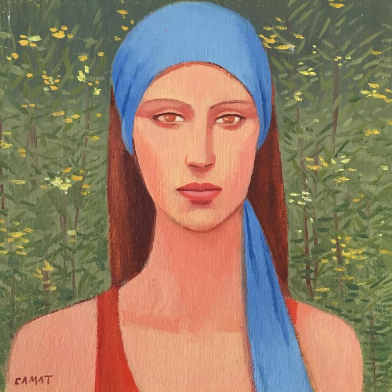 Painting French girl by Ramat Manuel | Painting Figurative Portrait Oil Acrylic
