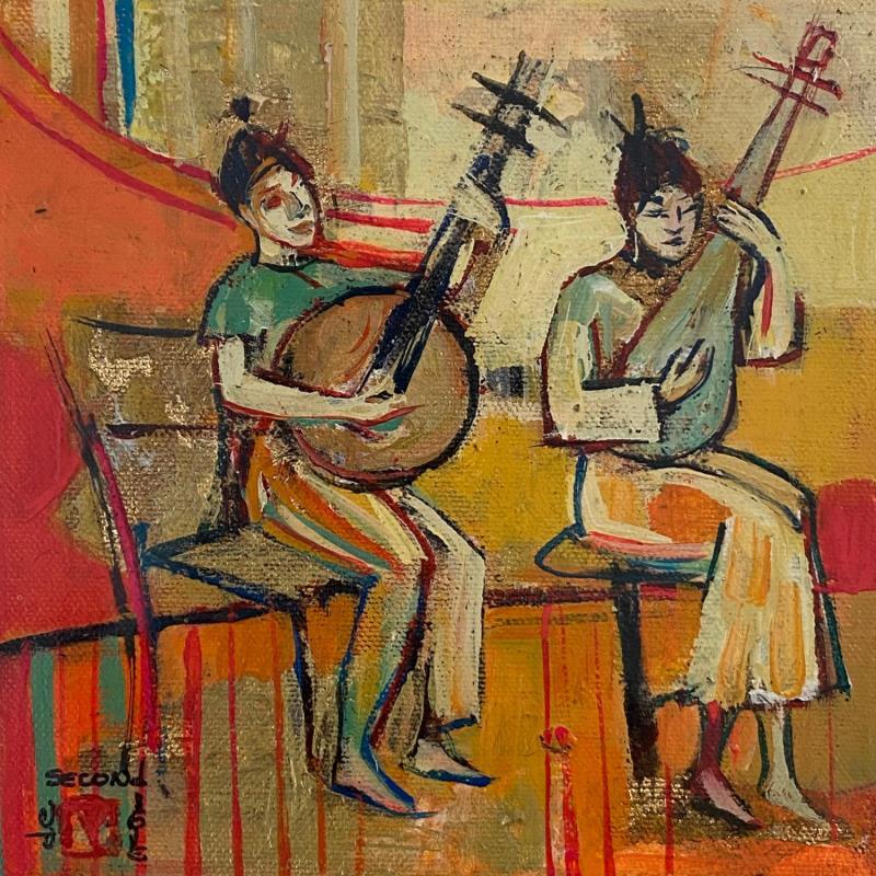 Painting Les musiciennes by Machi | Painting Oil Acrylic Ink