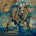 Gemälde Taureau en bleus von Machi | Gemälde Öl Acryl Tinte