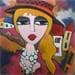 Painting Portrait et village by Fauve | Painting Figurative Life style Acrylic