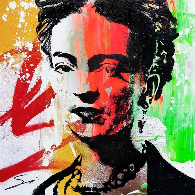 Peinture Frida's heart par Mestres Sergi | Tableau Pop Art Mixte icones Pop