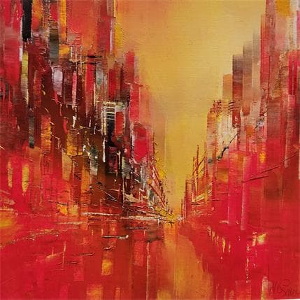 Peinture Fuego par Levesque Emmanuelle | Tableau Abstrait Huile Vues urbaines