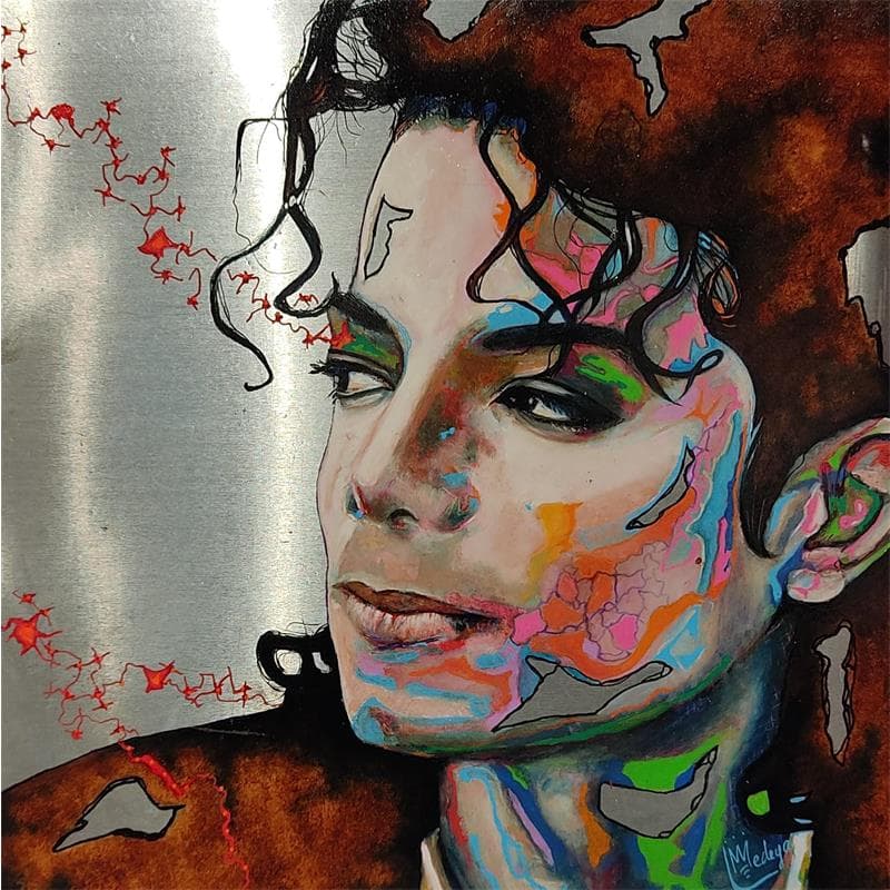 Peinture Michael Jackson par Medeya Lemdiya | Tableau Pop Art Mixte Portraits icones Pop