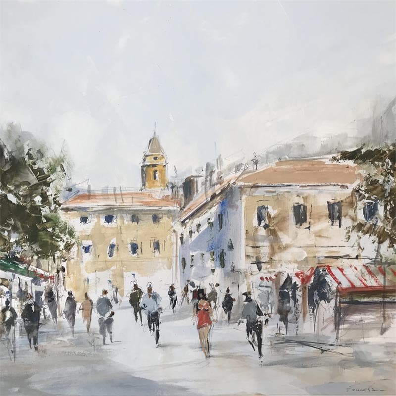 Painting Le Cours Saleya by Poumelin Richard | Painting Figurative Urban Oil