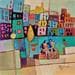 Peinture AM19 Les Amoureux par Burgi Roger | Tableau Figuratif Acrylique Vues urbaines scènes de vie