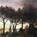 Painting Crépuscule by Abbatucci Violaine | Painting Figurative Landscapes Watercolor