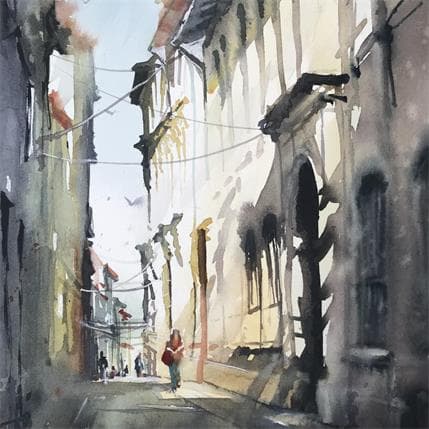 Painting Vieille ville by Abbatucci Violaine | Painting Figurative Watercolor Landscapes
