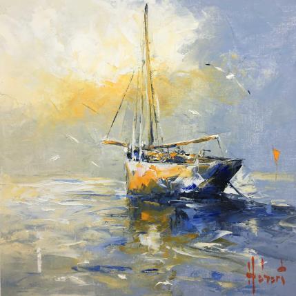 Painting 28-Aurore by Hébert Franck | Painting Figurative Oil Marine