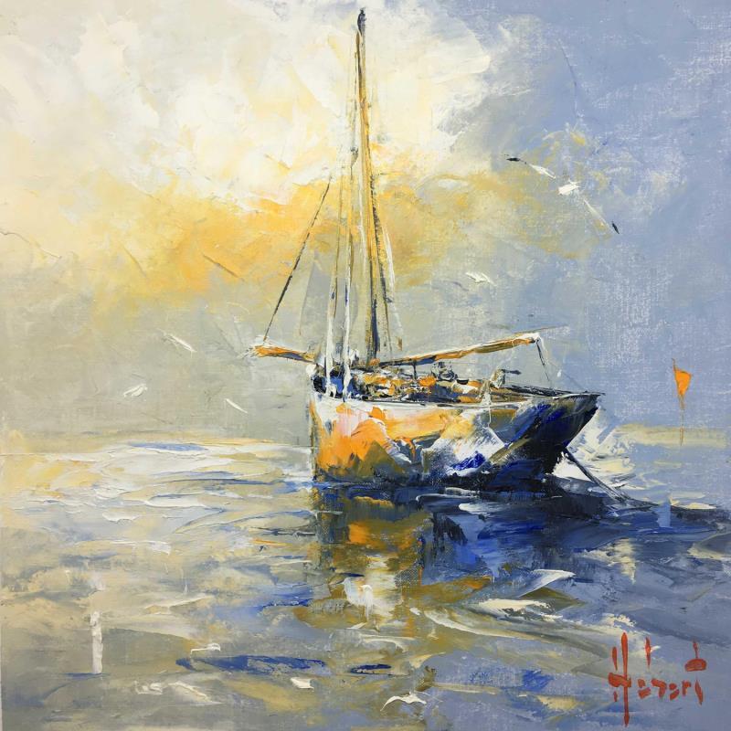 Painting 28-Aurore by Hébert Franck | Painting Figurative Marine Oil
