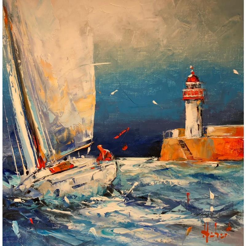 Painting Le phare by Hébert Franck | Painting Figurative Oil