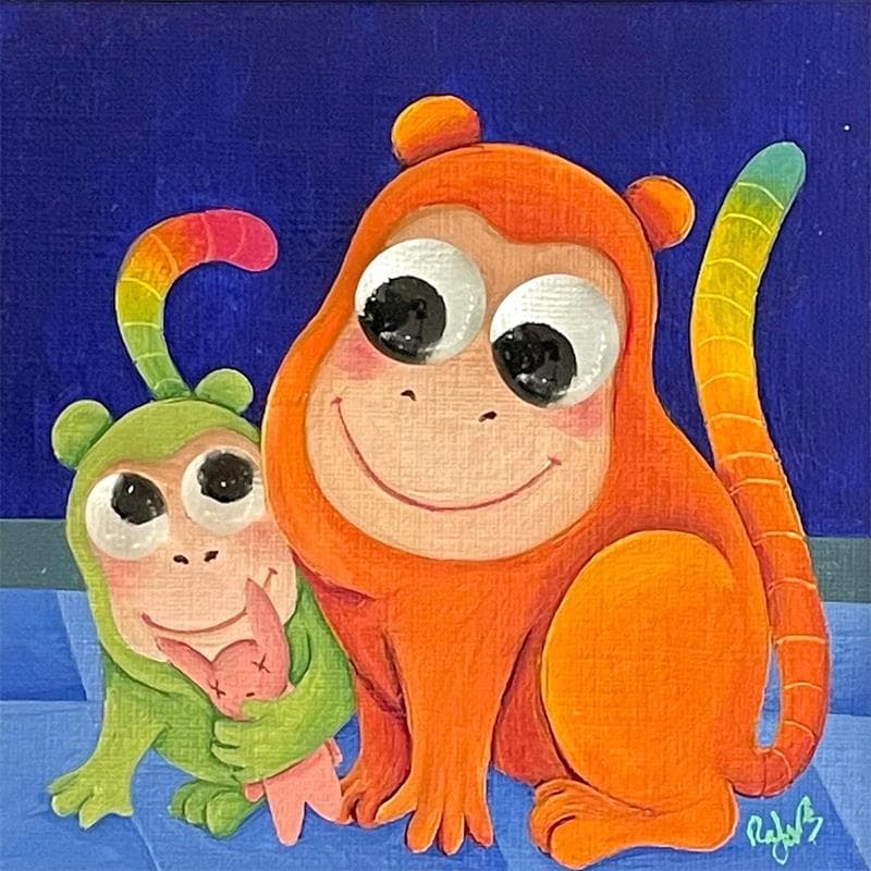 Painting Funky monkeys by Lennoz Raphaële | Painting