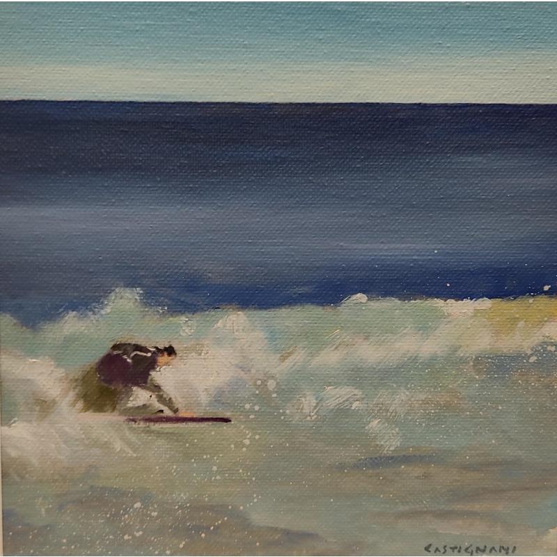Peinture Surfing 1 par Castignani Sergi | Tableau Figuratif Marine Scènes de vie Huile Acrylique