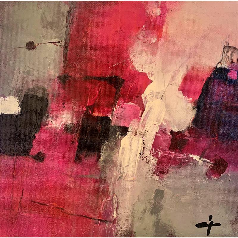Painting Pink moon by Teoli Chevieux Carine | Painting Acrylic