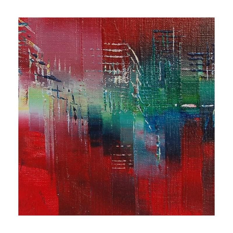 Painting Green city by Levesque Emmanuelle | Painting Abstract Oil Urban