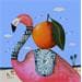 Painting Flamant rose à l'orange by Lionnet Pascal | Painting Surrealist Acrylic Animals