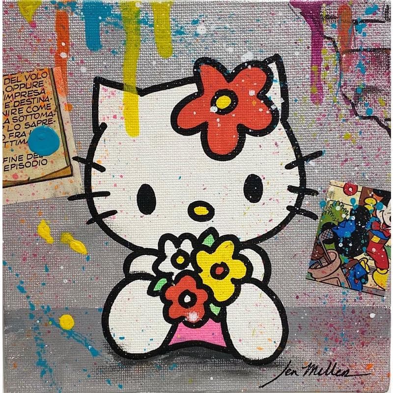 Peinture Flower Kitty par Miller Jen  | Tableau Street Art Icones Pop