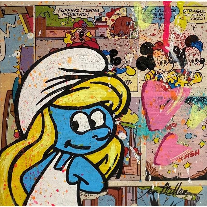 Peinture Comic Smurfette par Miller Jen  | Tableau Street Art Icones Pop
